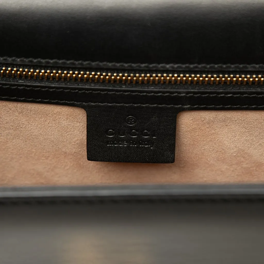 Gucci Small Calfskin Web Sylvie Satchel Black Leather Very good - Box View