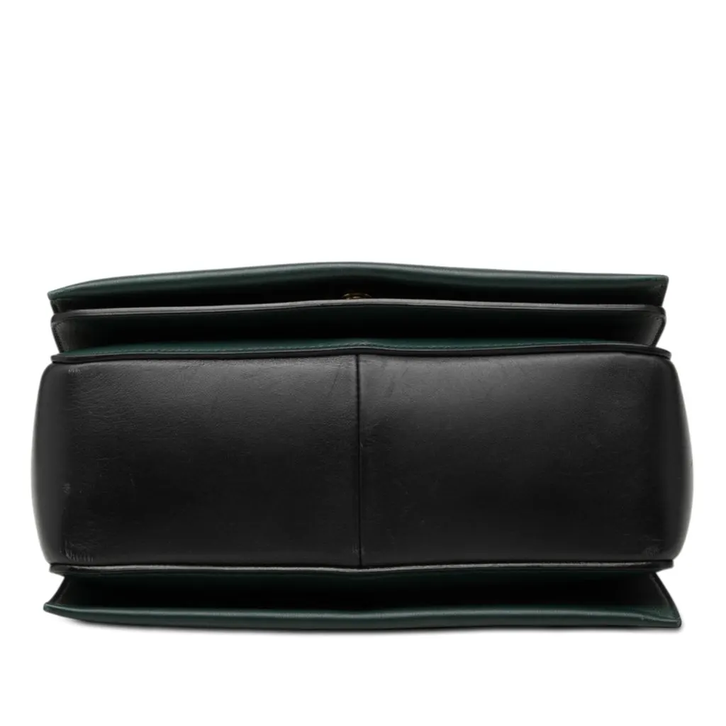 Celine Medium Shiny Smooth Calfskin Frame Shoulder Bag Green Leather Very good - Inside View