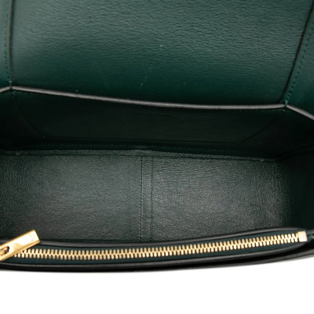 Celine Medium Shiny Smooth Calfskin Frame Shoulder Bag Green Leather Very good - Model View