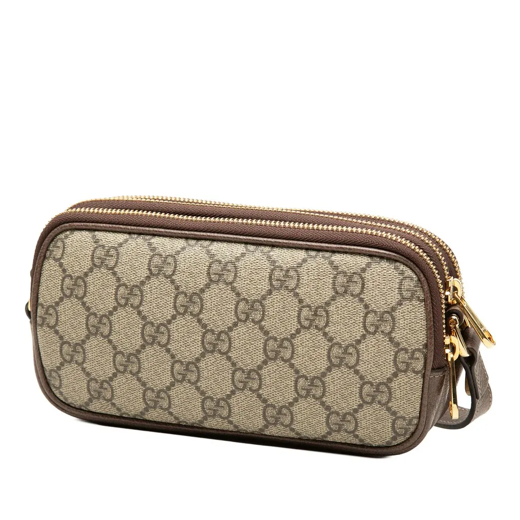 Gucci Mini GG Supreme Web Ophidia Triple Zip Crossbody Beige Very good - Back View