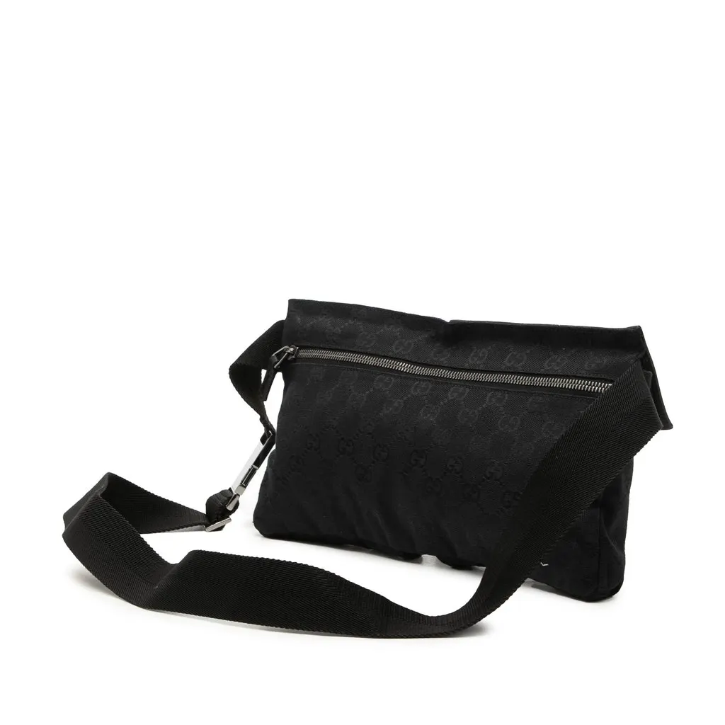 Gucci GG Canvas Double Pocket Belt Bag Black Very good - Back View