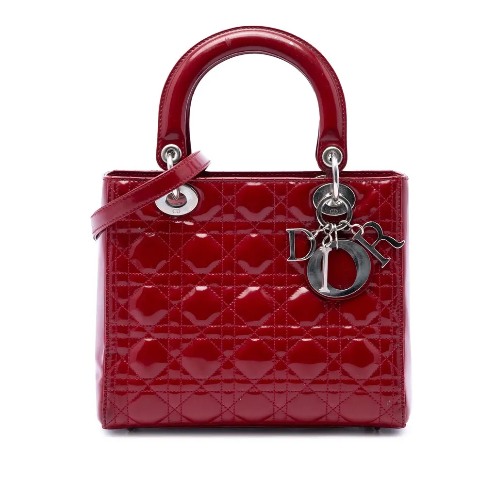 Dior Medium Patent Cannage Lady Dior Red Leather Very good - Front View