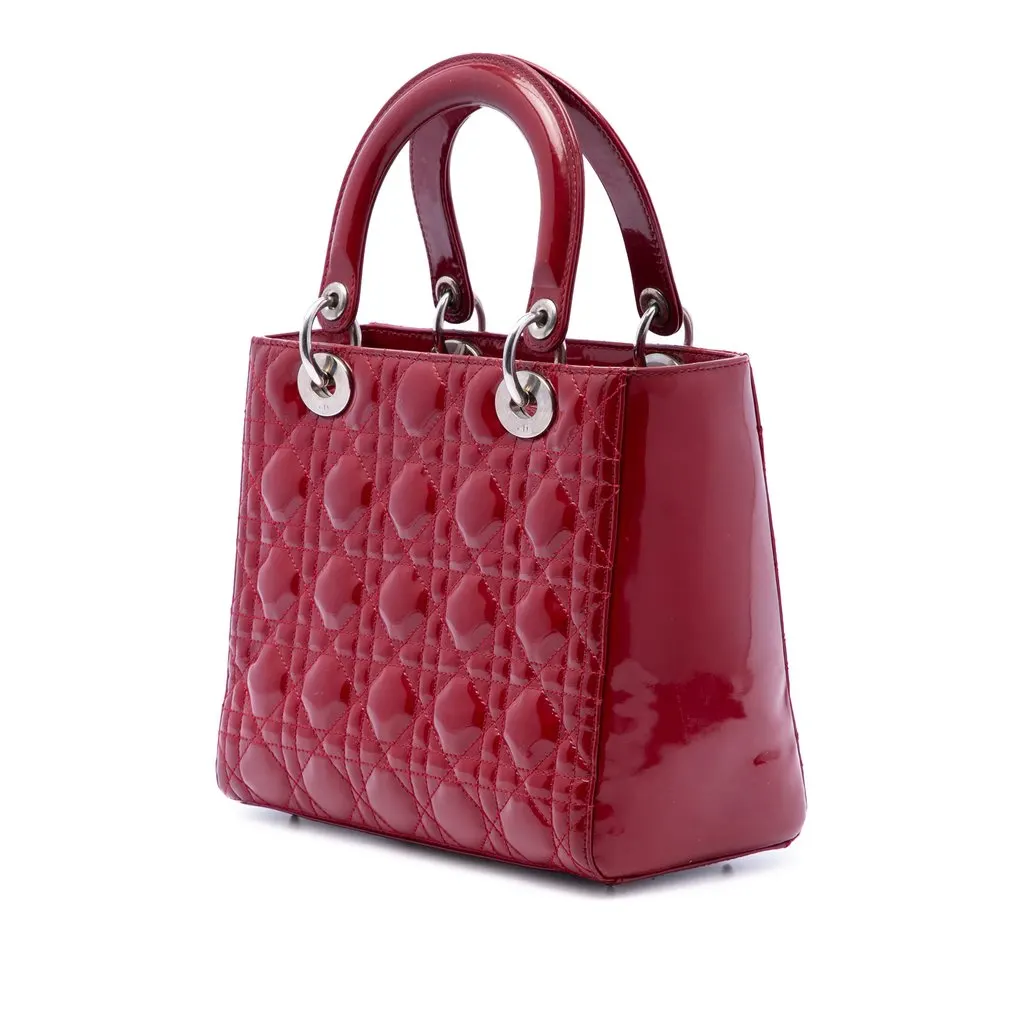 Dior Medium Patent Cannage Lady Dior Red Leather Very good - Back View