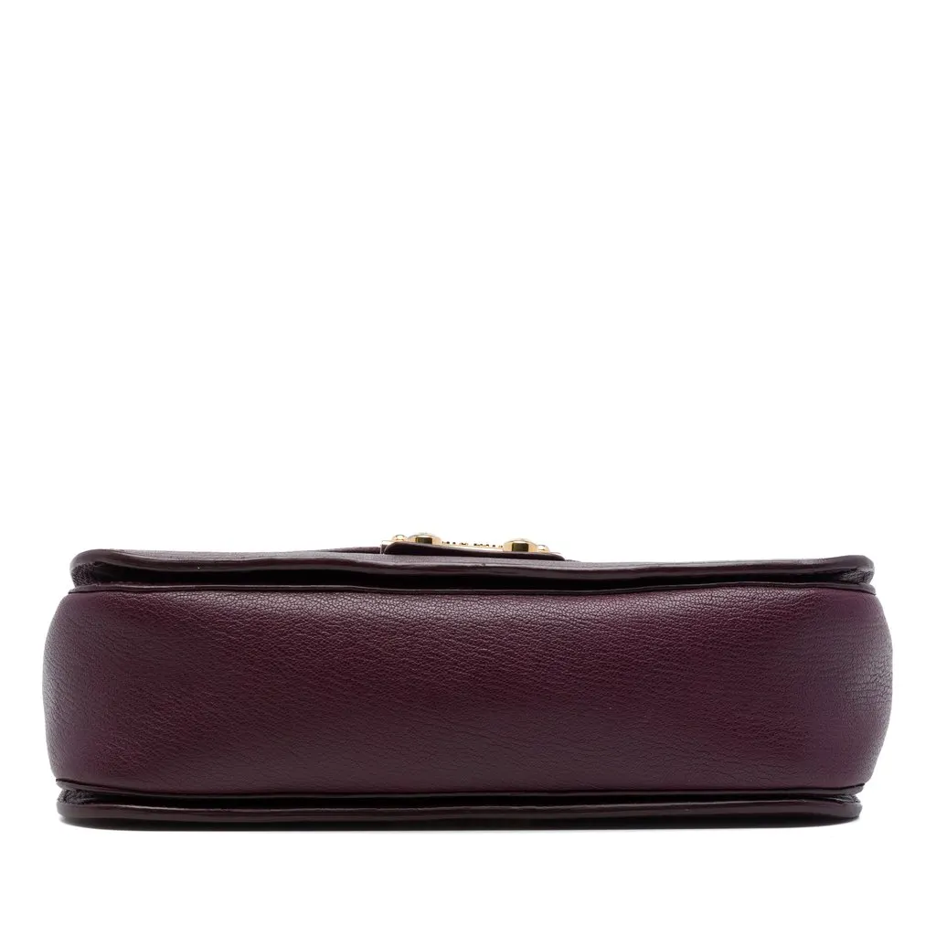 Miu Miu Goatskin Madras Push Lock Top Handle Satchel Purple Leather Very good - Inside View