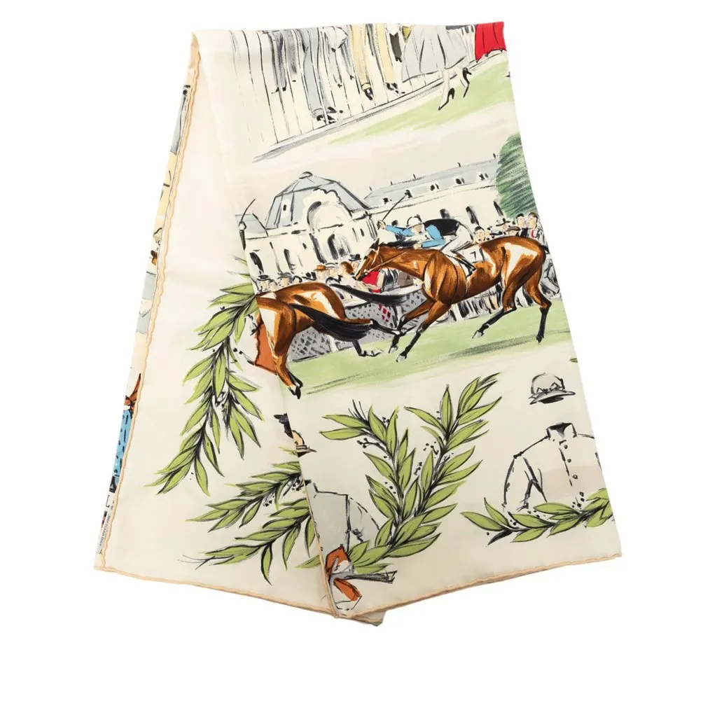 Hermès Champ de Courses a Chantilly Silk Scarf 90