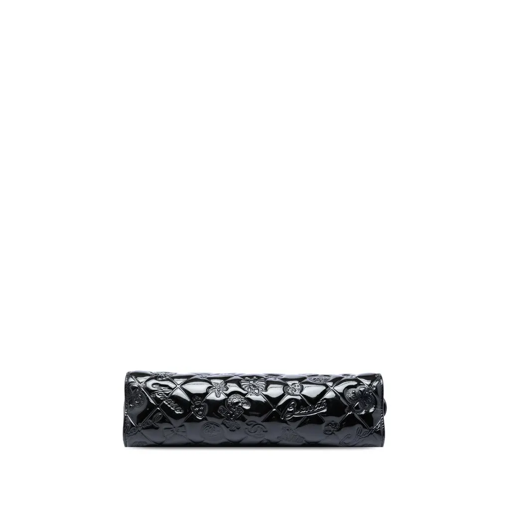 Chanel Quilted Patent Embossed Lucky Symbols Pochette Black Leather Very good - Inside View