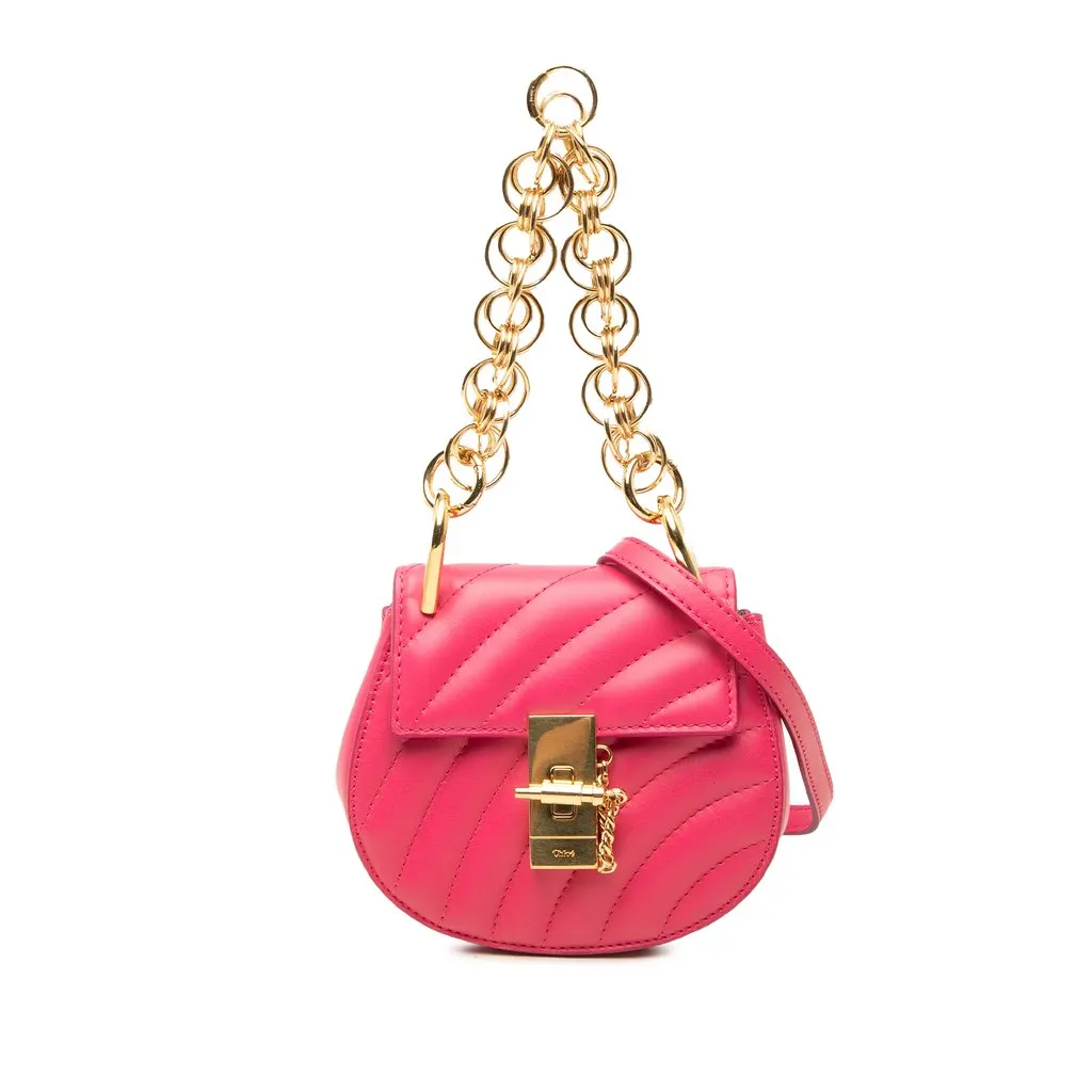 Chloé Nano Quilted Leather Drew Bijou Satchel Pink Leather Very good - Front View