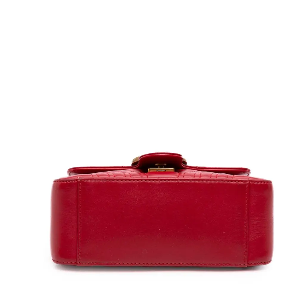 Gucci Mini GG Marmont Matelasse Leather Top Handle Bag Red Leather Very good - Inside View