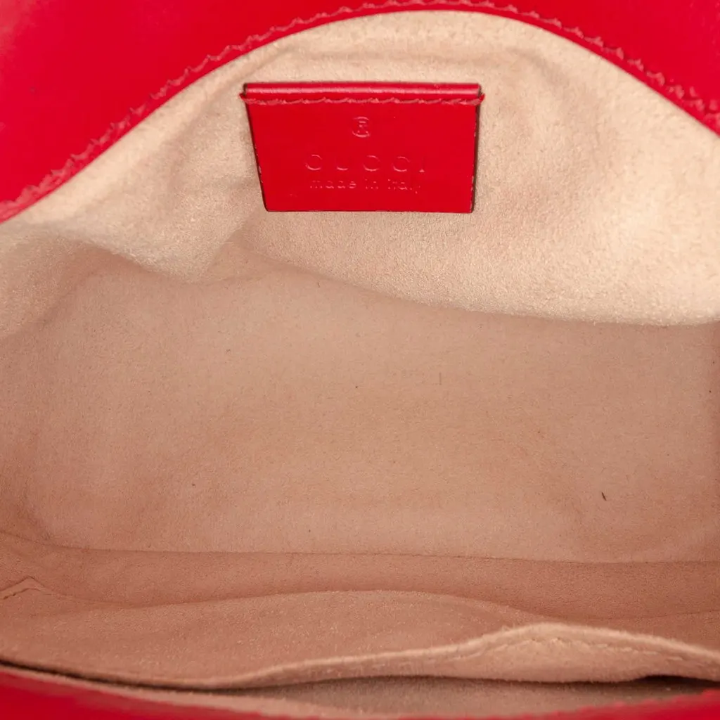 Gucci Mini GG Marmont Matelasse Leather Top Handle Bag Red Leather Very good - Model View