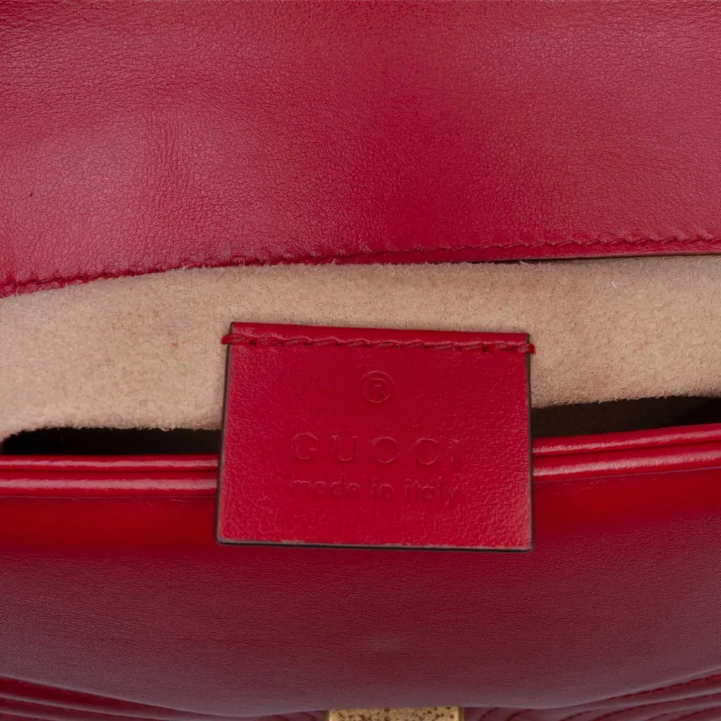 Gucci Mini GG Marmont Matelasse Leather Top Handle Bag Red Leather Very good - Box View