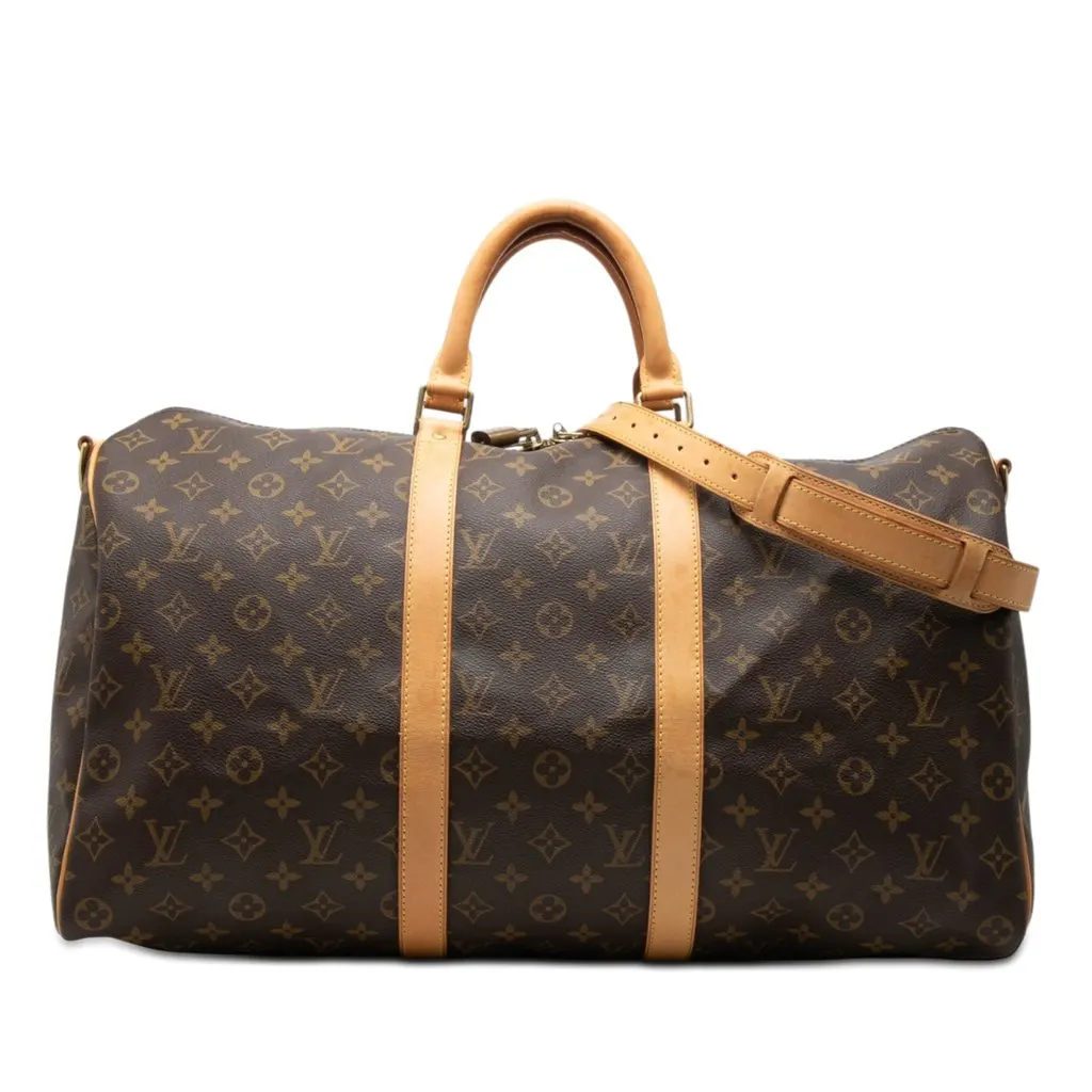 Louis Vuitton Monogram Keepall Bandouliere 50 Brown Good - Front View
