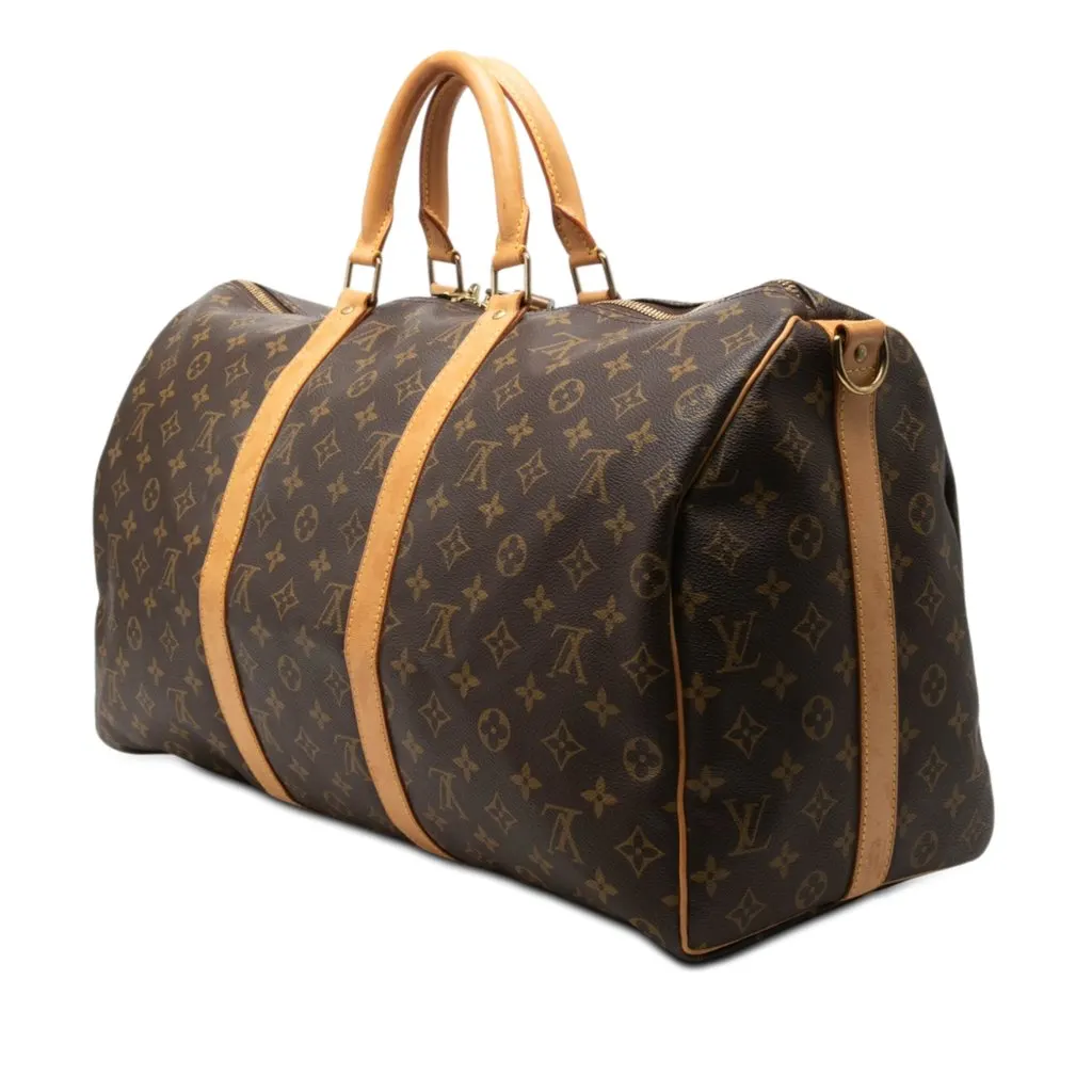 Louis Vuitton Monogram Keepall Bandouliere 50 Brown Good - Back View
