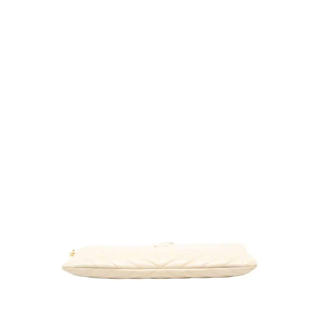 Saint Laurent Chevron Calfskin Monogram Tablet Pouch White Leather Very good - Inside View