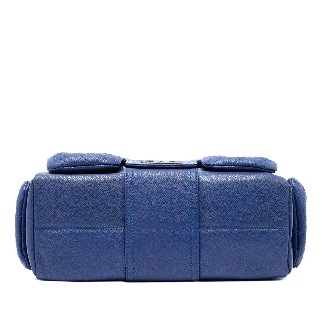 Chanel Glazed Caviar Coco Rider Multi Pocket Rider Flap Blue Leather Very good - Inside View