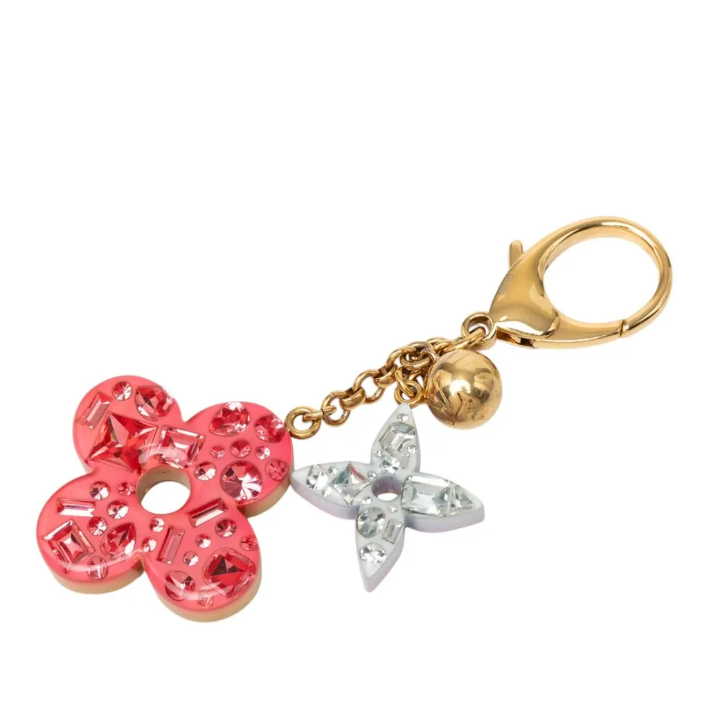 Louis Vuitton Gold Plated and Resin Glam Flower Bag Charm and Key Holder Gold Metal Very good - Front View