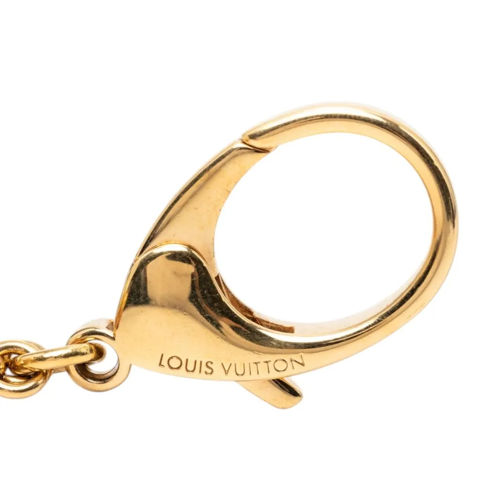 Louis Vuitton Gold Plated and Resin Glam Flower Bag Charm and Key Holder Gold Metal Very good - Inside View