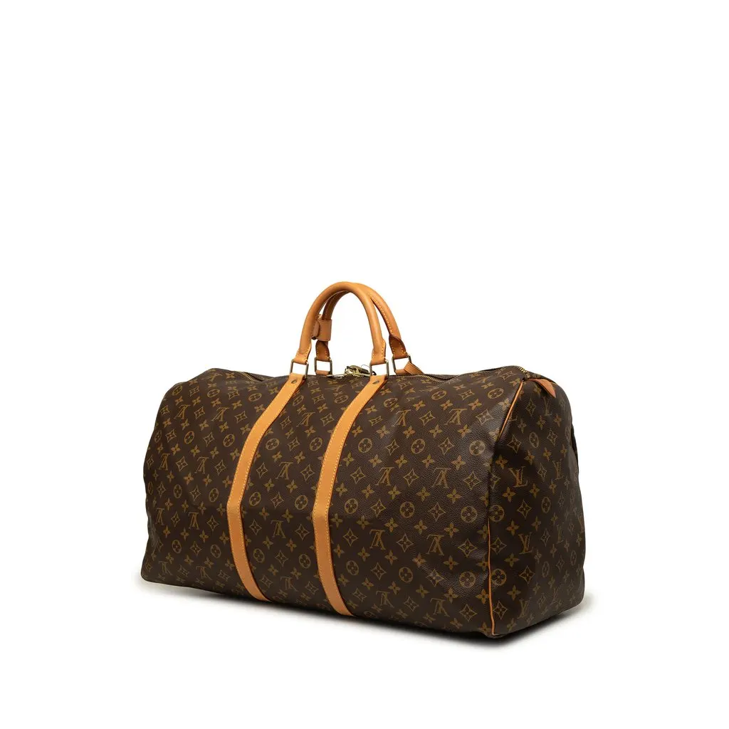 Louis Vuitton Monogram Keepall 60 Brown Canvas Good - Back View