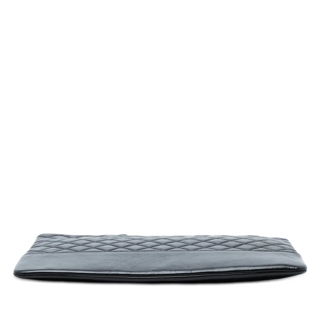 Chanel Large Aged Calfskin Gabrielle O Case Clutch Black Leather Very good - Inside View