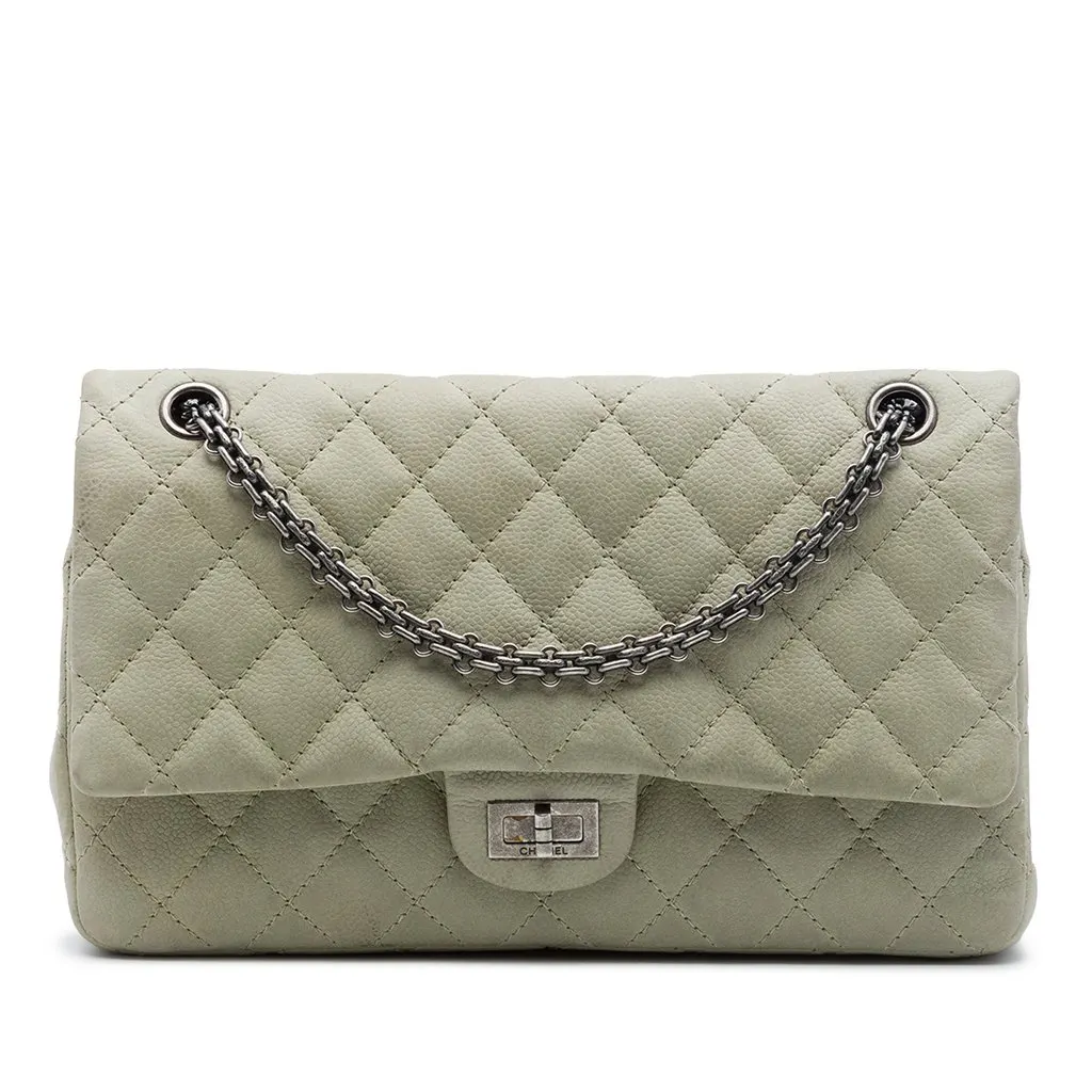 Chanel Quilted Caviar Reissue 2.55 Double Flap 226 Green Leather Very good - Front View