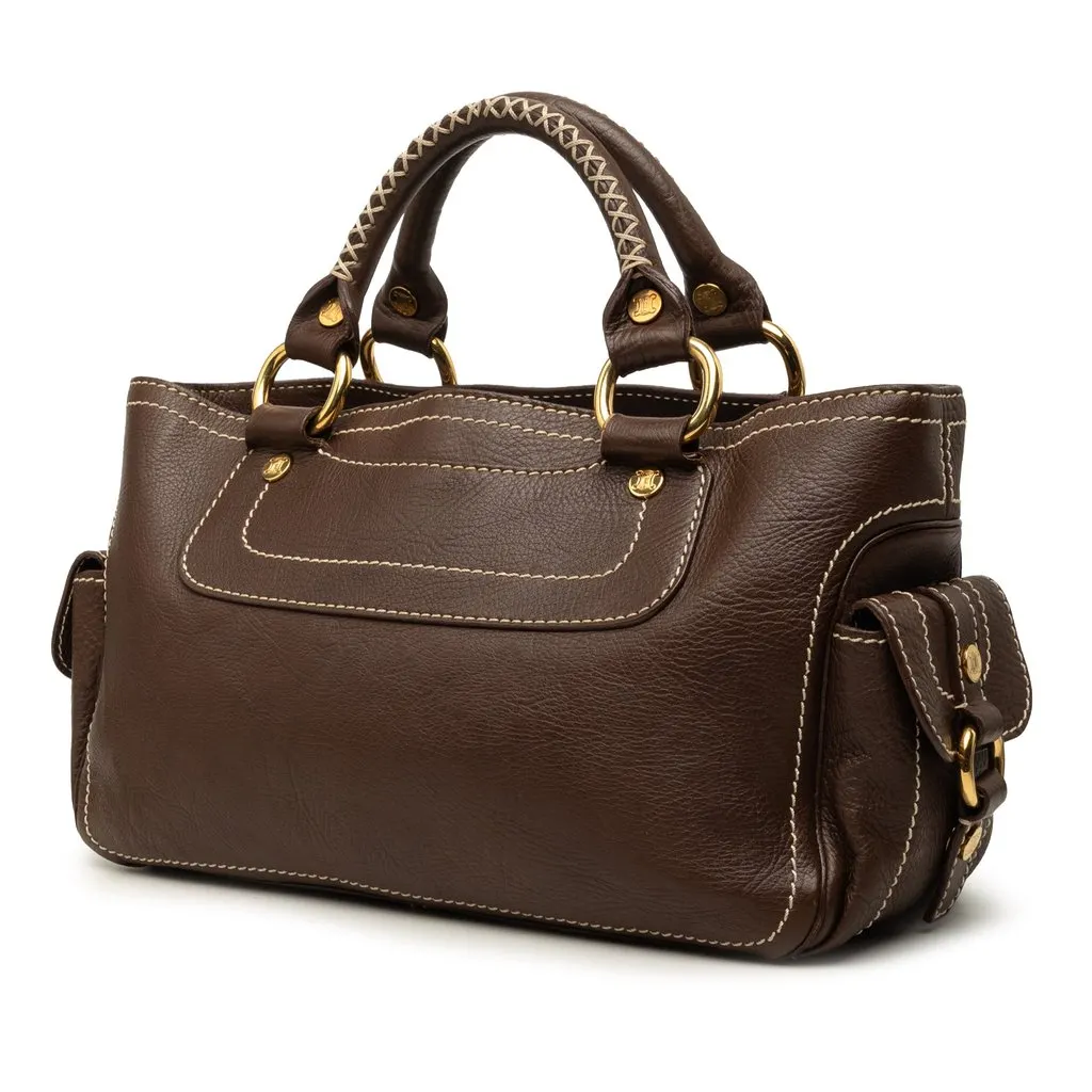 Celine Leather Boogie Handbag Brown Leather Good - Back View