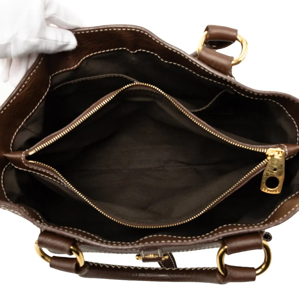 Celine Leather Boogie Handbag Brown Leather Good - Model View