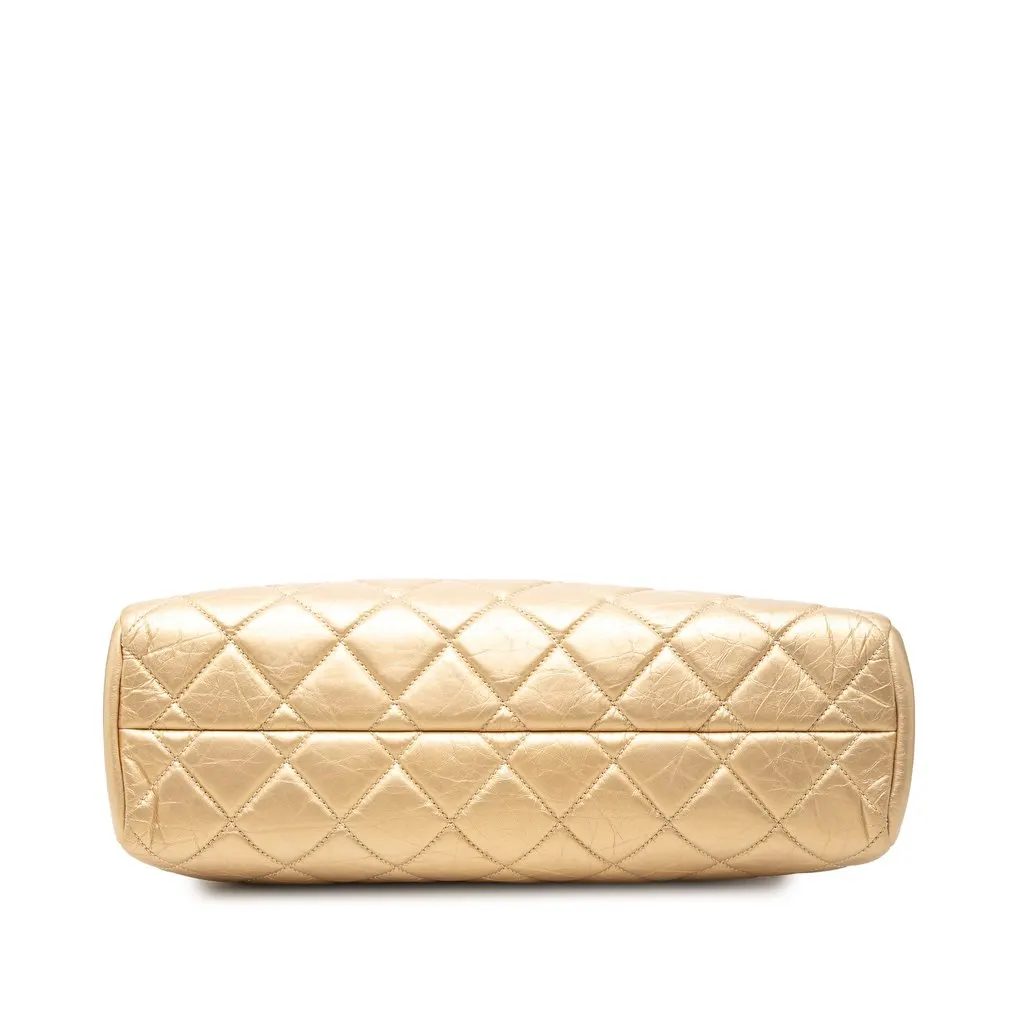 Chanel Medium Aged Calfskin Just Mademoiselle Bowling Bag Gold Leather Very good - Inside View