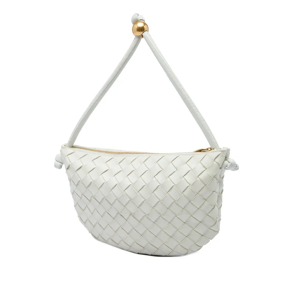 Bottega Veneta Small Lambskin Intrecciato Turn Pouch White Leather Very good - Back View