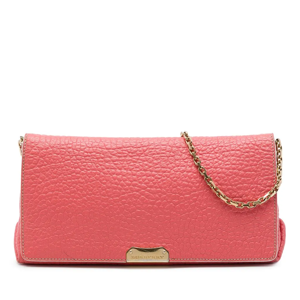 Burberry Medium Grained Calfskin Mildenhall Crossbody Pink Leather Very good - Front View