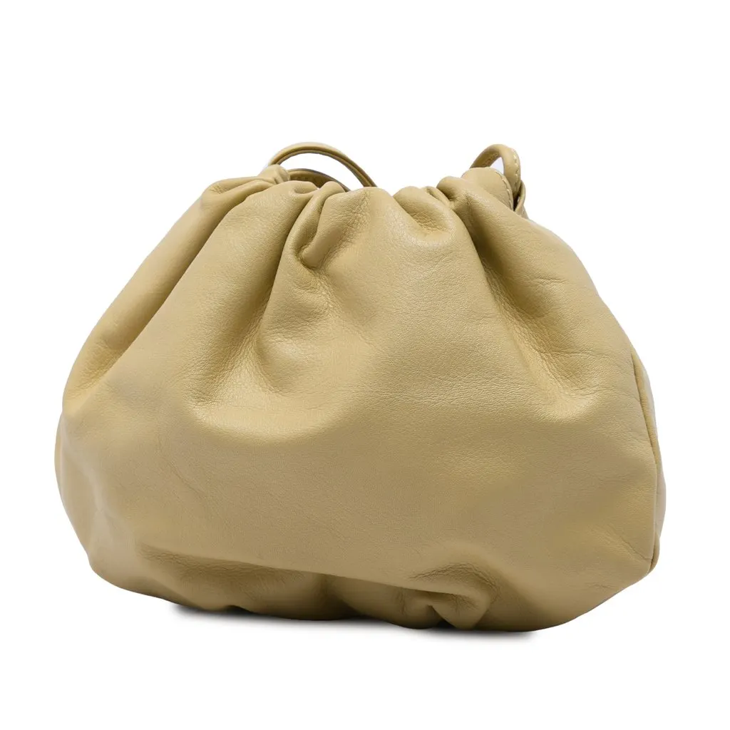 Bottega Veneta Lambskin The Mini Pouch Crossbody Beige Leather Very good - Back View