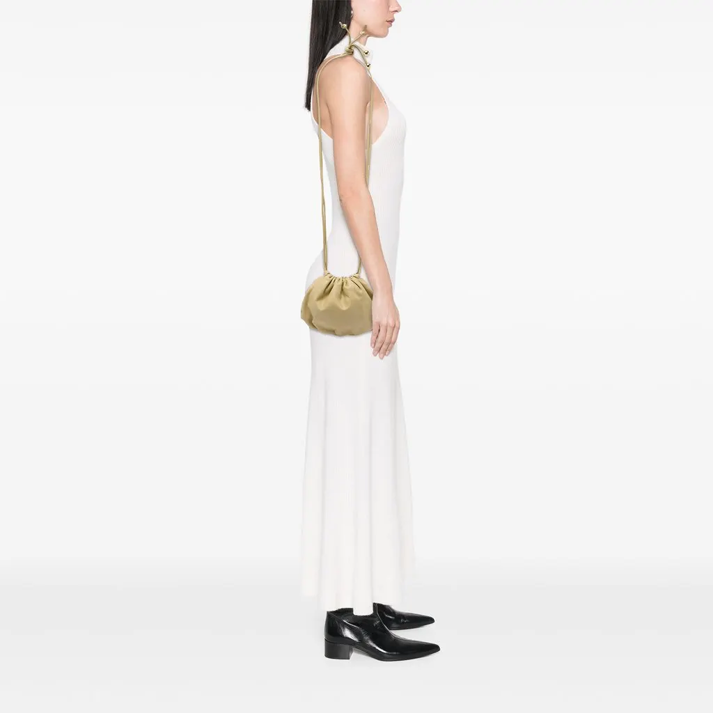 Bottega Veneta Lambskin The Mini Pouch Crossbody Beige Leather Very good - Box View