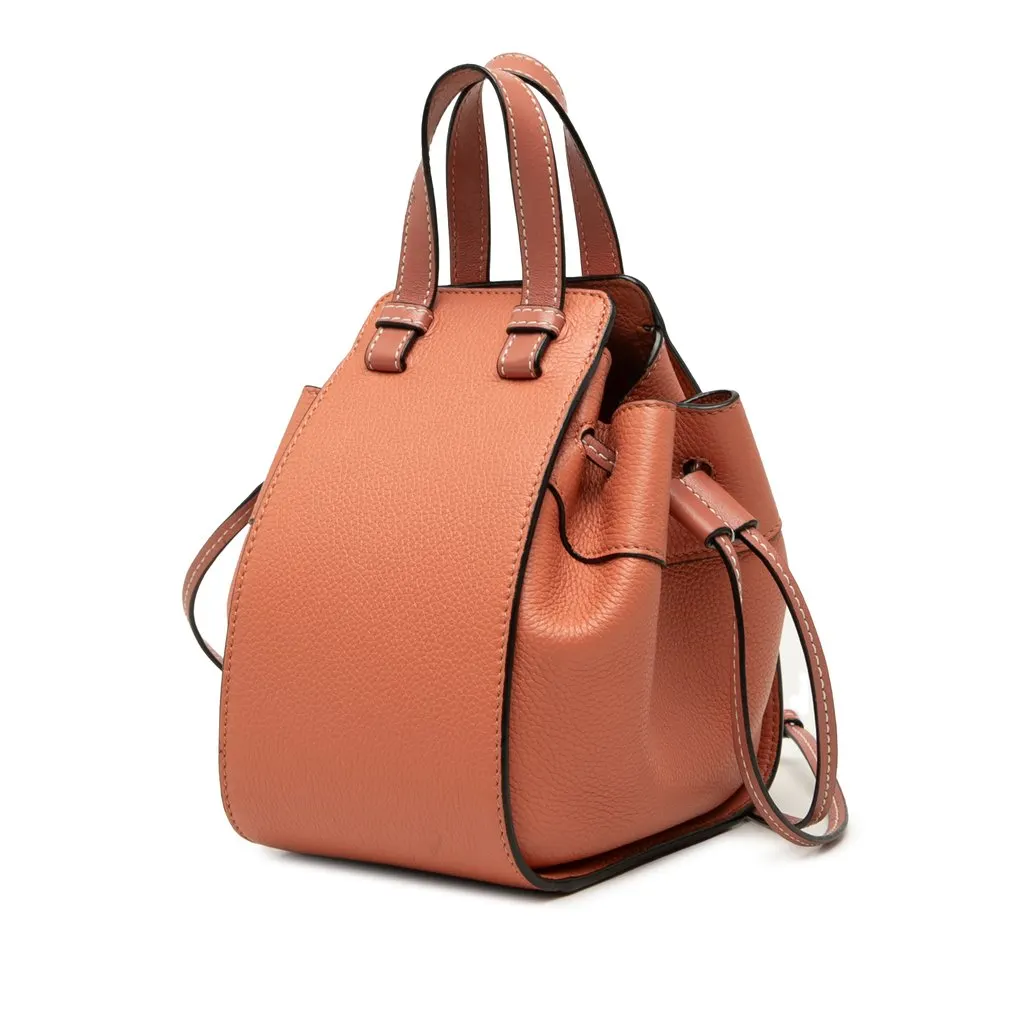 LOEWE Mini Grained Calfskin Drawstring Hammock Bag Orange Leather Very good - Back View