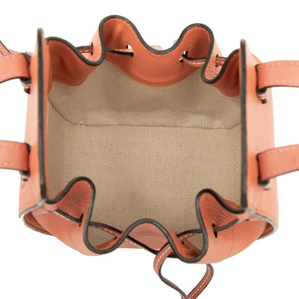 LOEWE Mini Grained Calfskin Drawstring Hammock Bag Orange Leather Very good - Model View