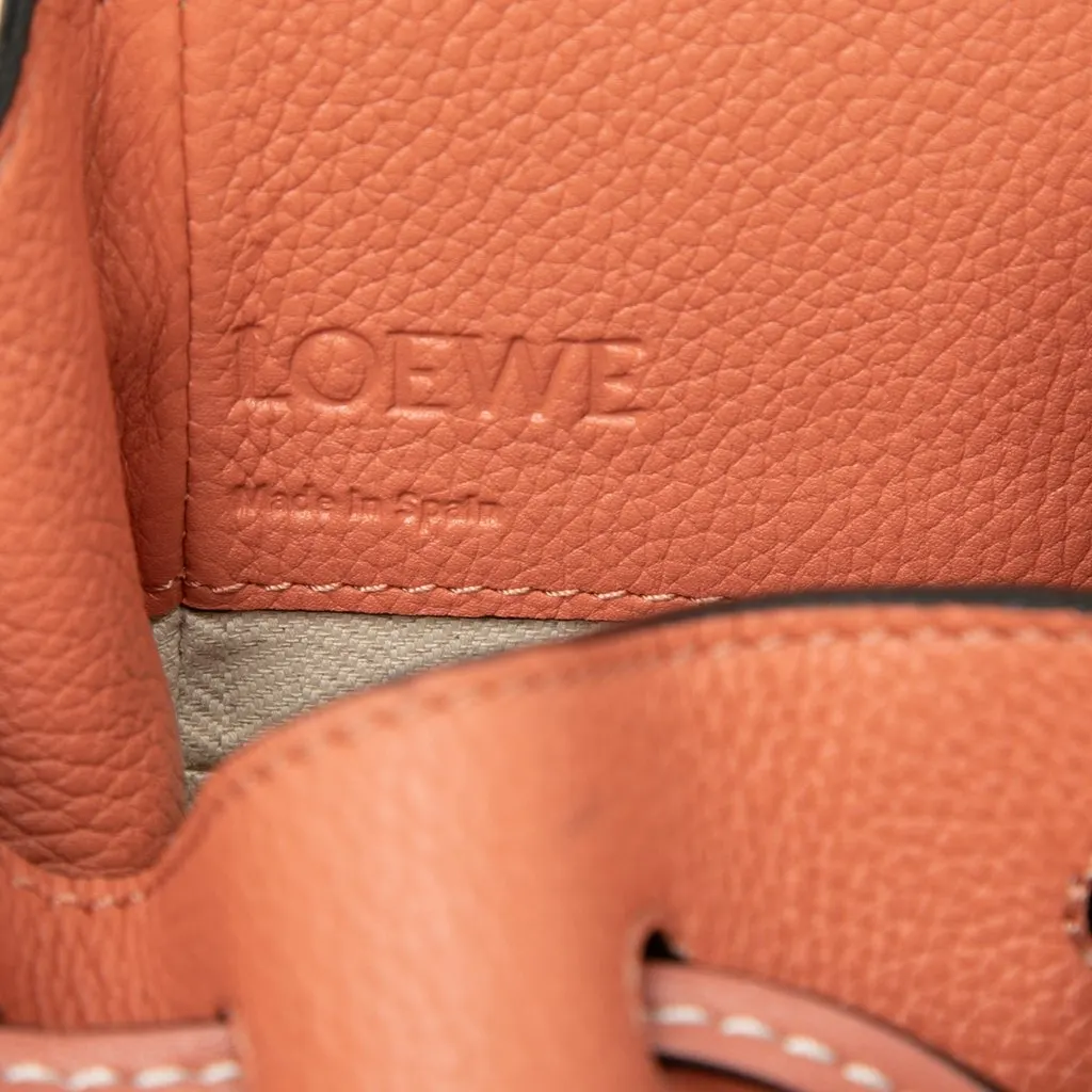 LOEWE Mini Grained Calfskin Drawstring Hammock Bag Orange Leather Very good - Box View