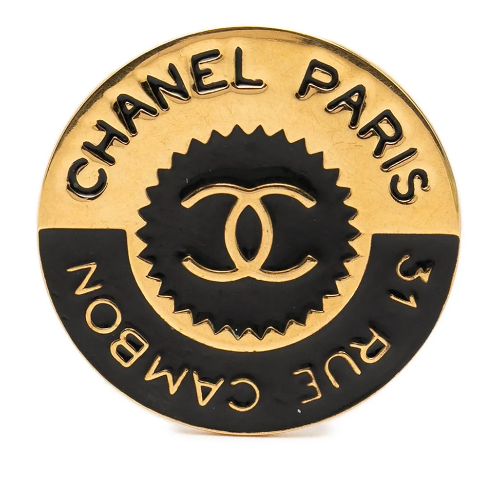 Chanel CC Gold Plated Enamel 31 Rue Cambon Brooch Gold Metal Very good - Front View