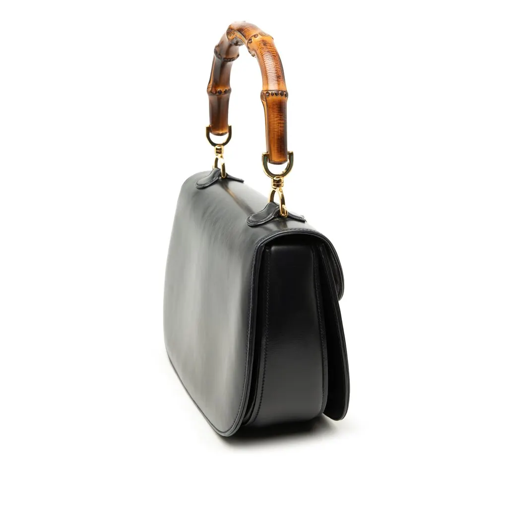 Gucci Calfskin Bamboo Night Black Leather Very good - Back View