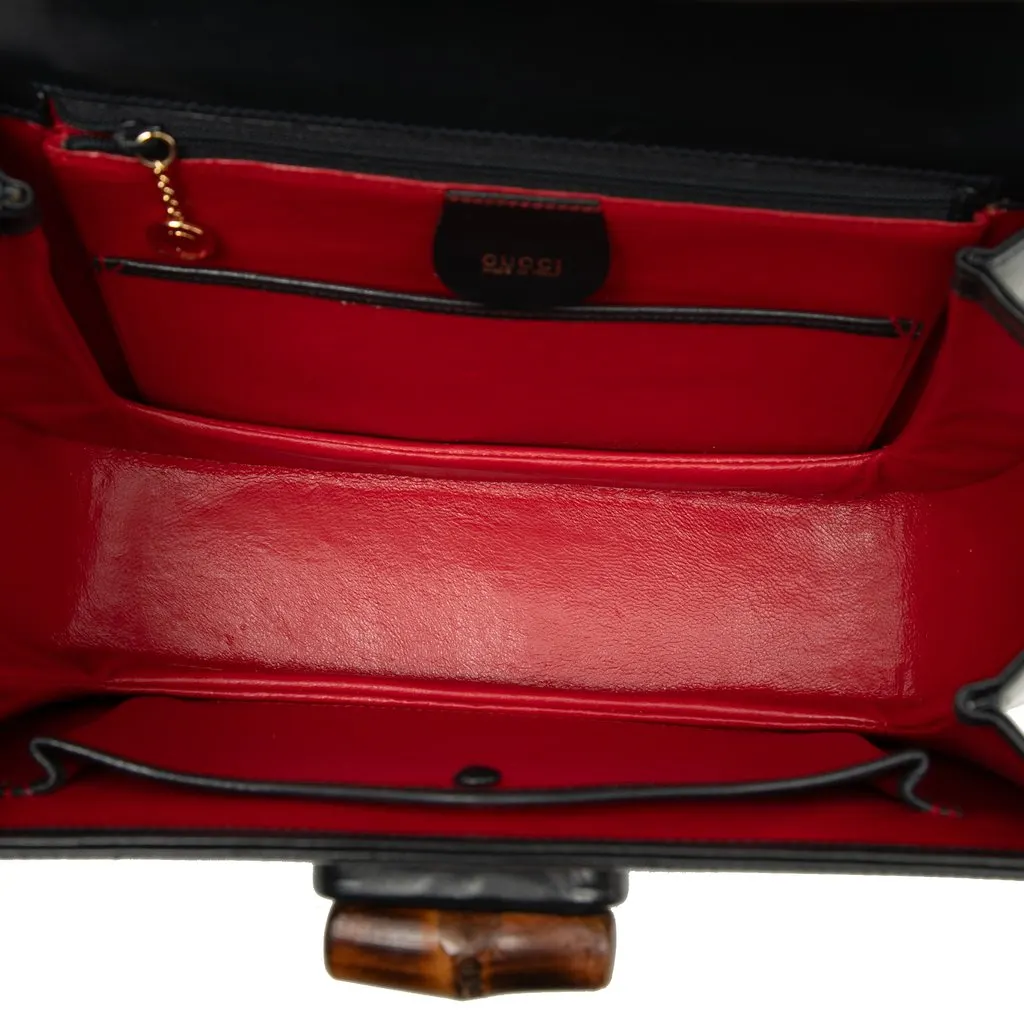 Gucci Calfskin Bamboo Night Black Leather Very good - Model View