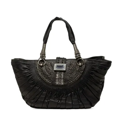 Dior Pleated جلد الحمل Plisse Basket حقيبة توت