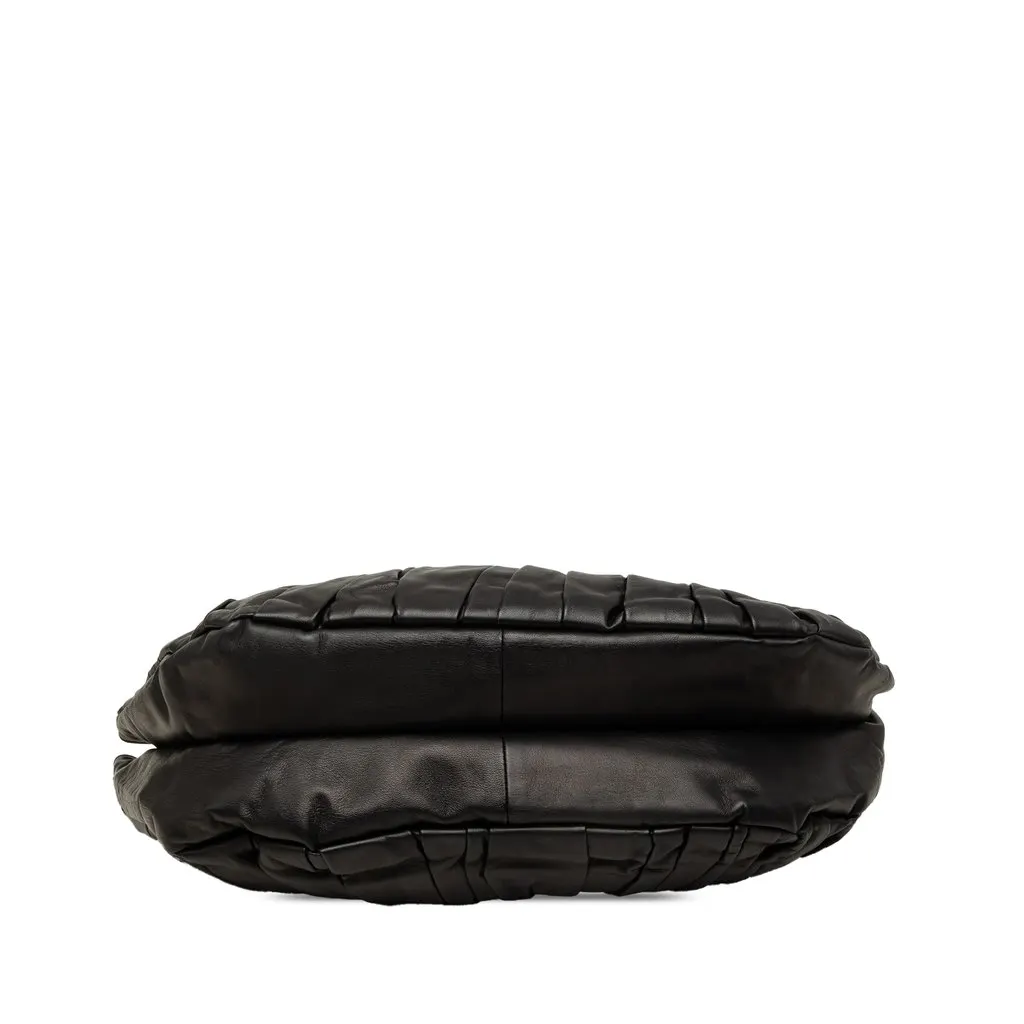 Dior Pleated Lambskin Plisse Basket Tote Black Leather Very good - Inside View