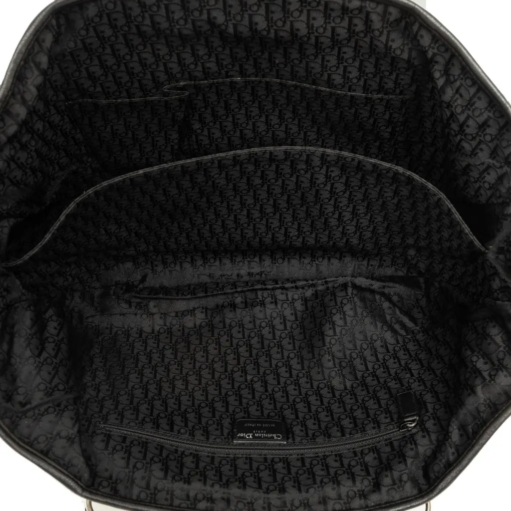 Dior Pleated Lambskin Plisse Basket Tote Black Leather Very good - Model View
