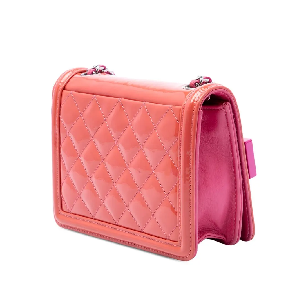 Chanel Mini Ombre Acrylic and Patent Boy Brick Flap Pink Leather Very good - Back View