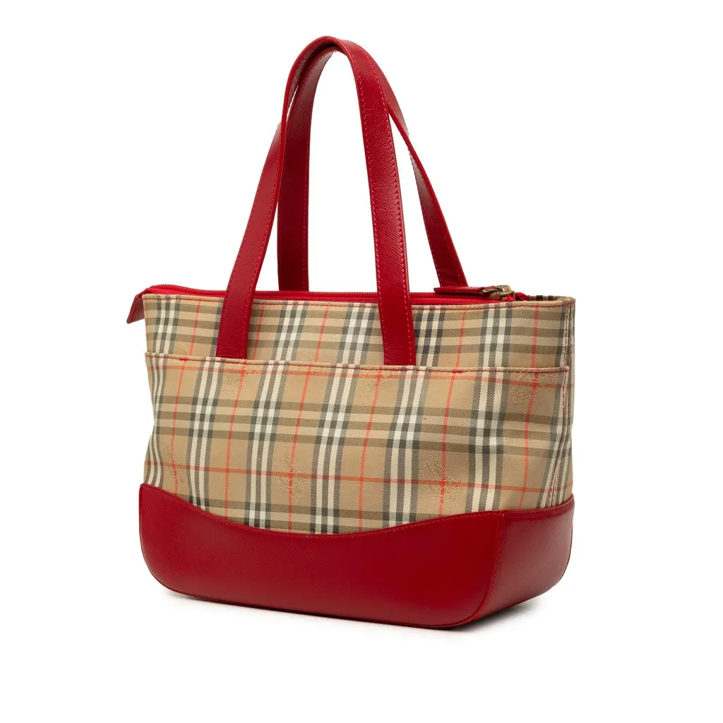 Burberry Haymarket Check Canvas Tote Beige Canvas Good - Back View
