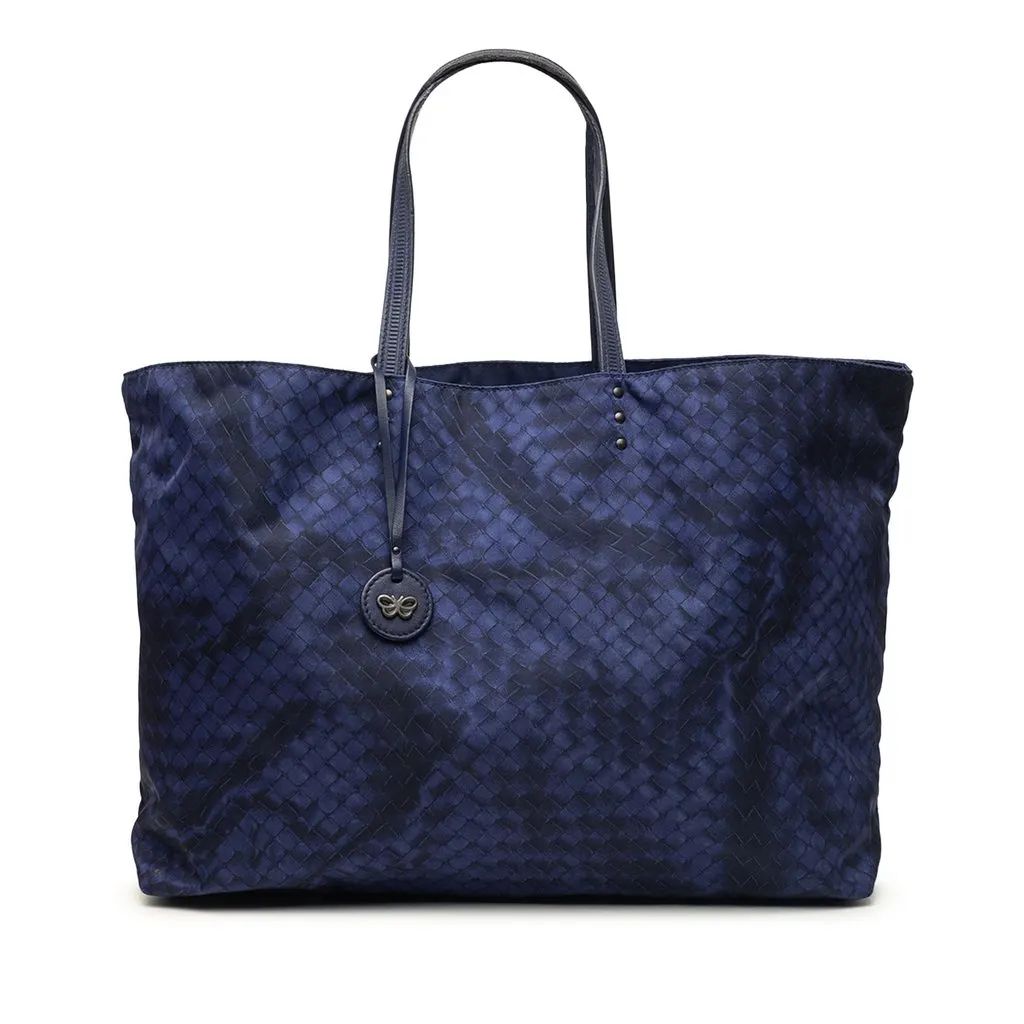 Bottega Veneta Nylon Intrecciolusion Tote Blue Polyamide Good - Front View