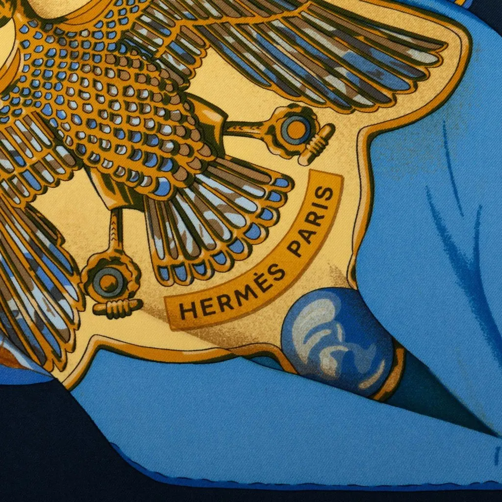 Hermès Soleil de Soie Silk Scarf 90 Yellow Silk Good - Back View