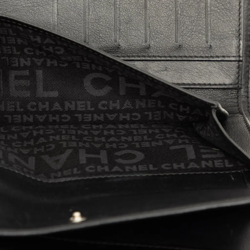Chanel CC Patent Flap Long Wallet Black Leather Good - Box View