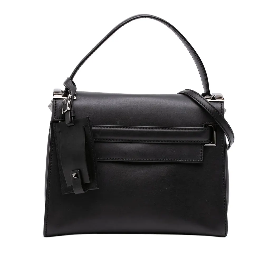 Valentino Small Leather My Rockstud Frame Satchel Black Leather Very good - Front View