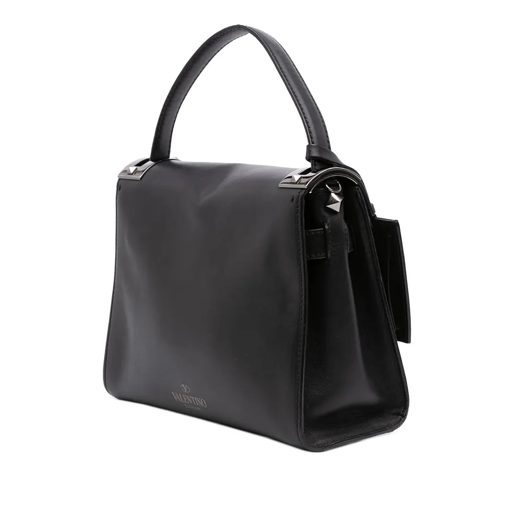 Valentino Small Leather My Rockstud Frame Satchel Black Leather Very good - Back View