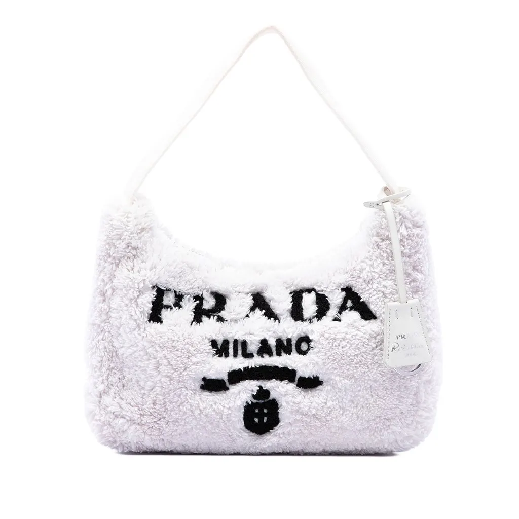 Prada Mini Terry Re Edition 2000 Shoulder Bag White Cotton Very good - Front View