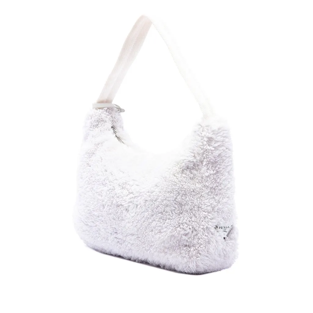 Prada Mini Terry Re Edition 2000 Shoulder Bag White Cotton Very good - Back View