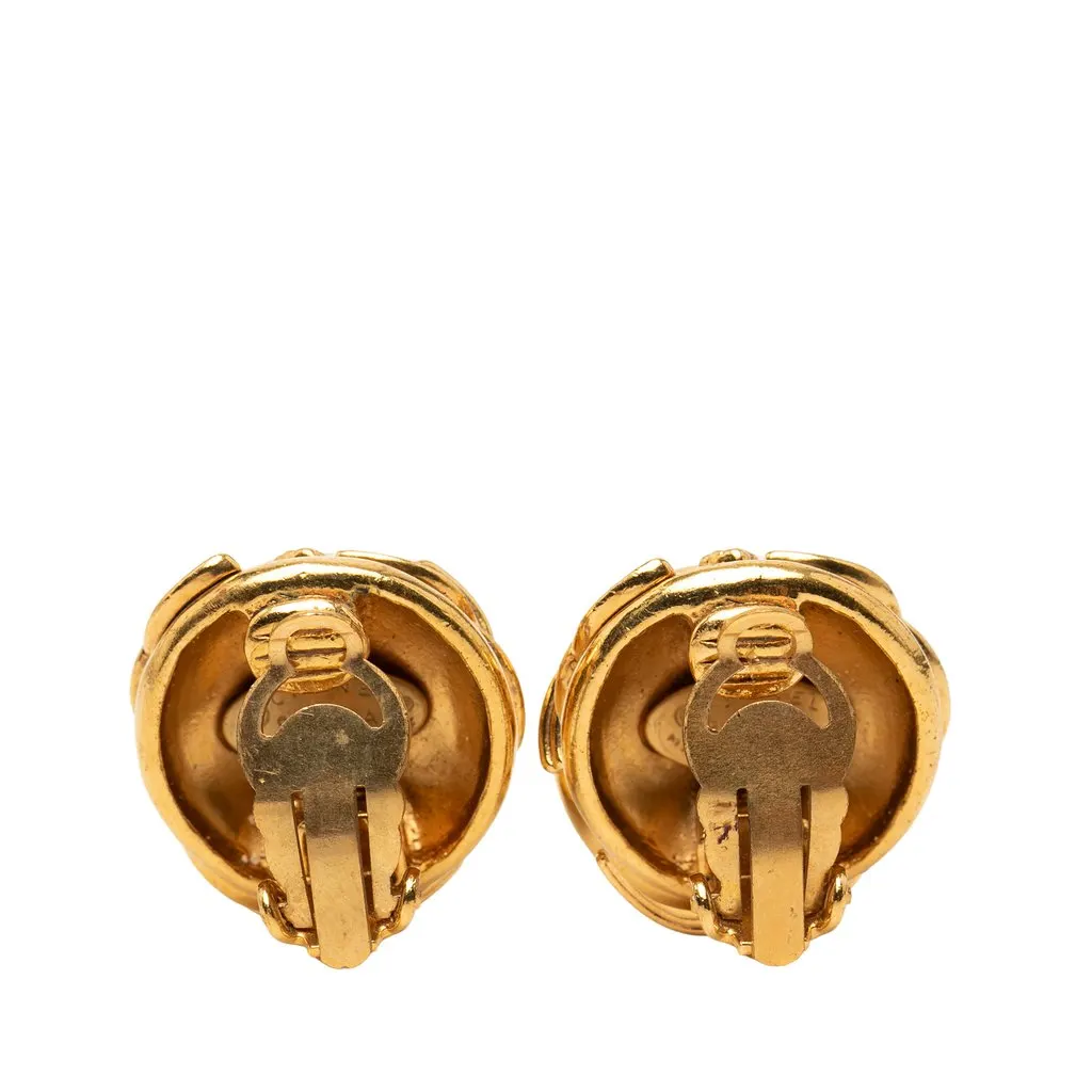 Chanel Triple CC Gold Plated Clip On Closure Gold Metal Very good - Back View