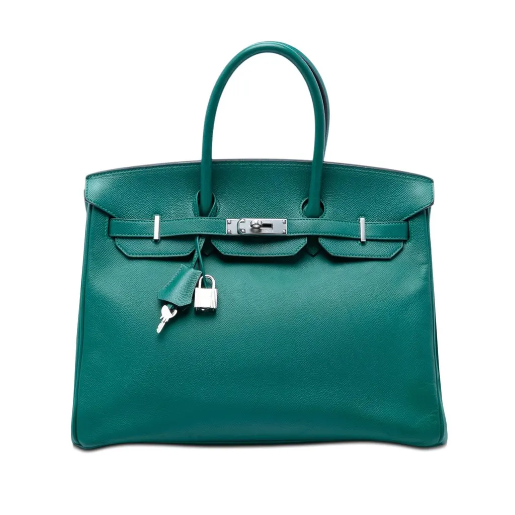 Hermès Epsom Birkin Retourne 35 Green Leather Very good - Front View